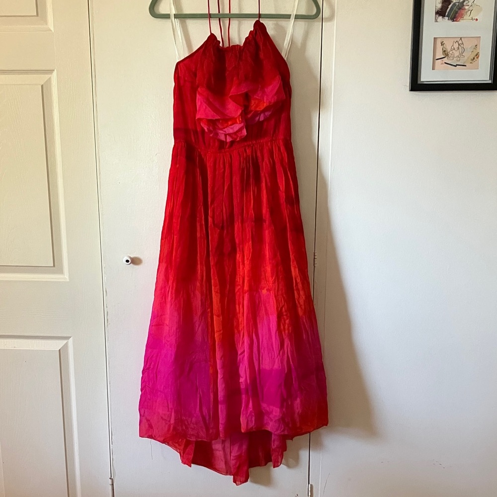 Tracy Reese Red and Pink High Low Dress